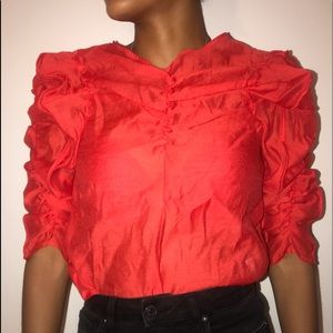 Shimmery sheer red T-shirt